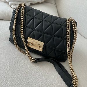 MICHAEL KORS Sloan Large Quilted Lambskin Shoulder Bag Black